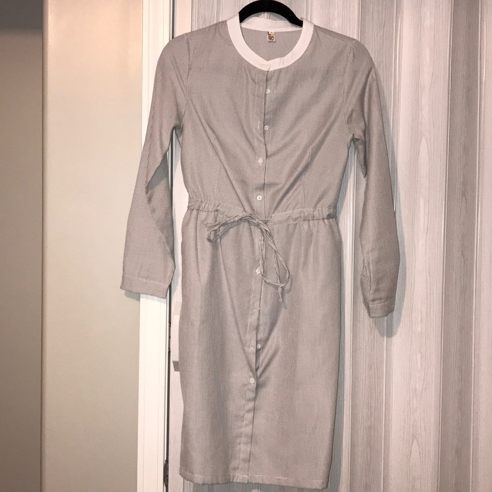 Gray and white dress